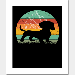 Vintage Retro Dachshund Silhouette Posters and Art